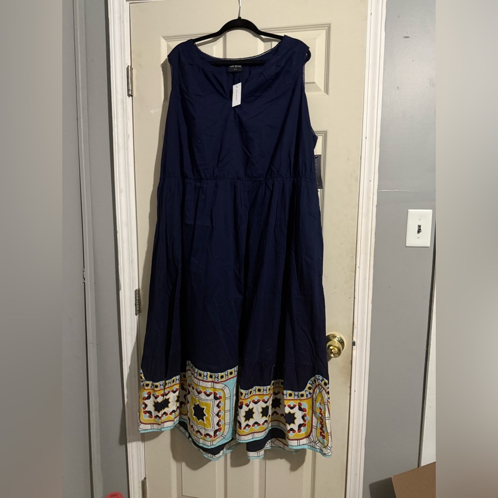 Lane Bryant Navy Dress with Colorful Hem